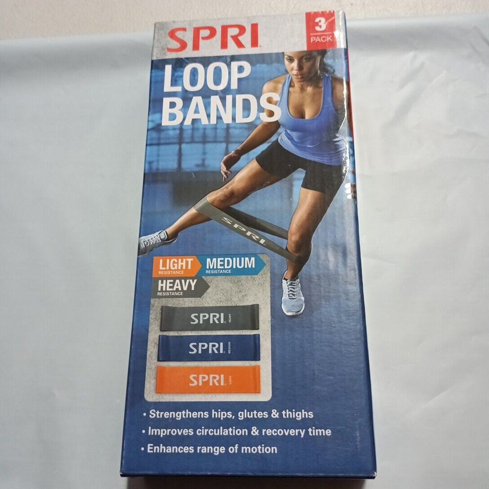 Spri Loop Bands 3 pack Light Medium Heavy Resistances Exercise Workout Bands
